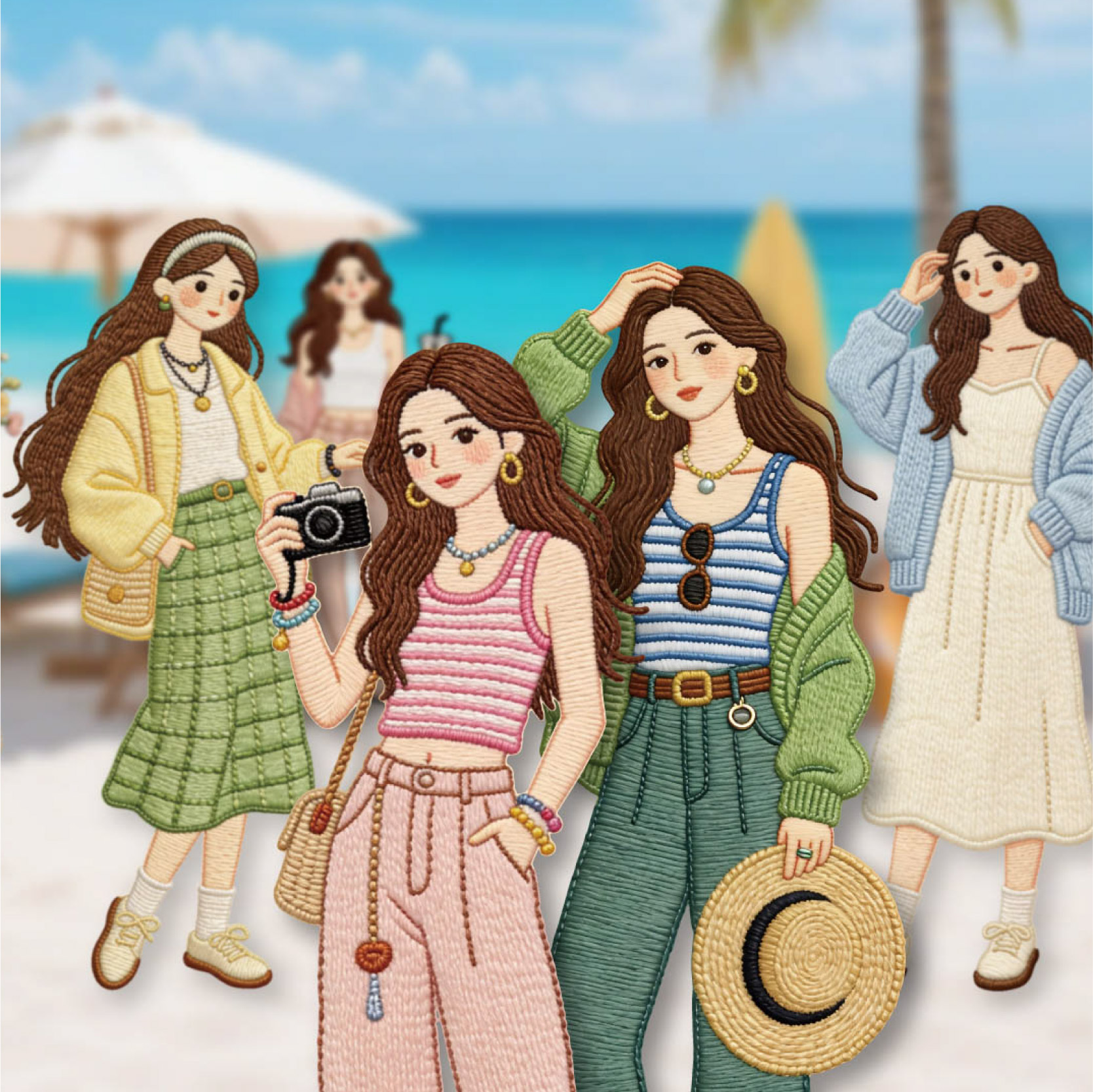 Vintage Fashion Journal - 16pcs Retro Fashion Character Stickers, Vintage