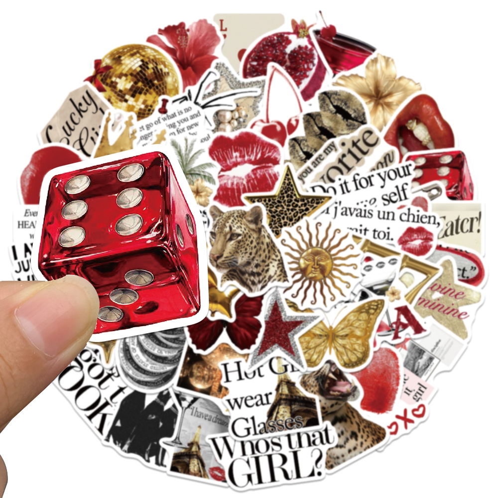 50pcs Gold&Red Retro Leopard P - Vintage Fashion Magazine のレビューと価格