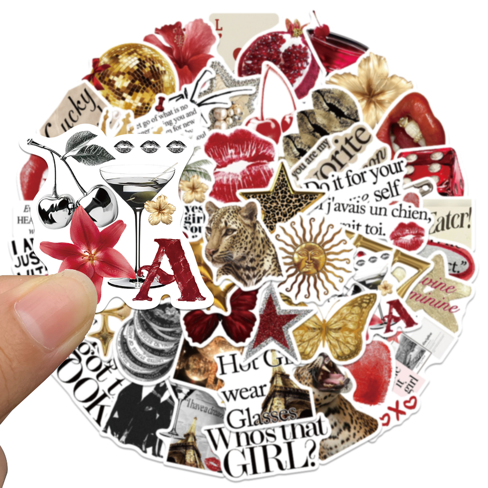 50pcs Gold&Red Retro Leopard P - Vintage Fashion Magazine のレビューと価格