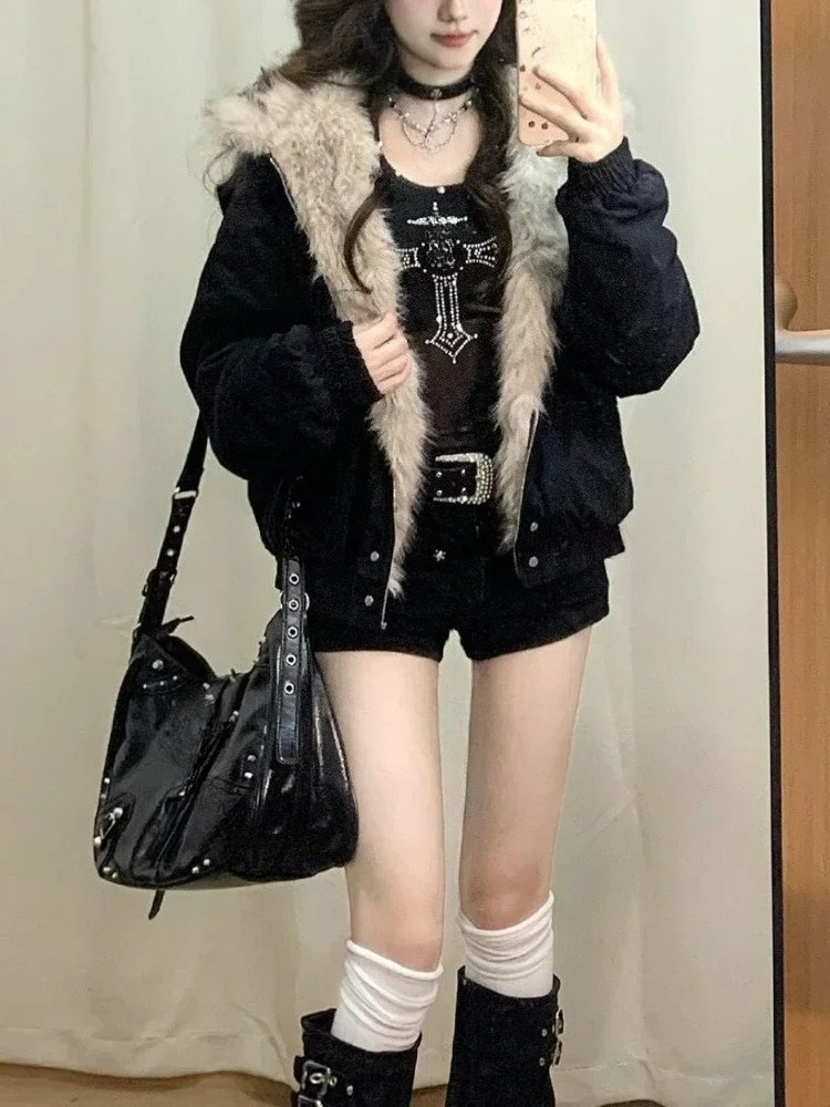Y2k Gothic Vintage Black Zip U - Vintage Fashion Subculture のレビューと価格