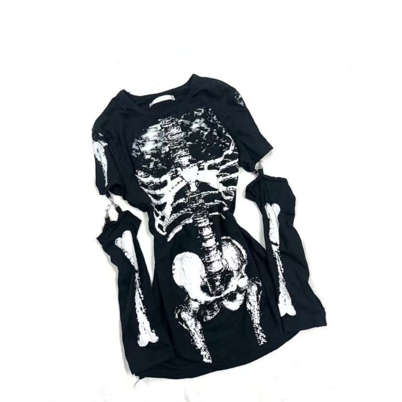 Gothic Skeleton Graphic T-Shir - Vintage Fashion Subculture のレビューと価格
