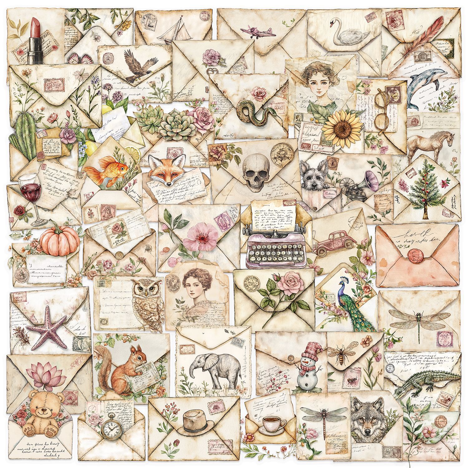 50PCS Vintage Envelope Transpa - Vintage Fashion Magazine のレビューと価格