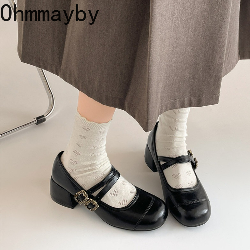 Vintage Thick Heel Women Mary  - Vintage Fashion Aesthetic のレビューと価格