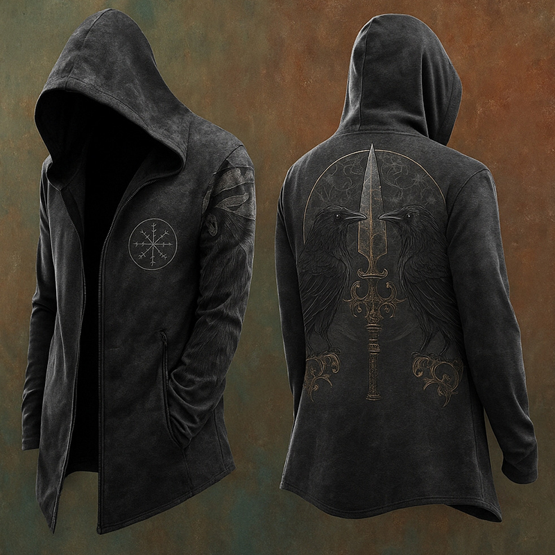 Vintage Goth Printed Hooded Co - Vintage Fashion Postcards のレビューと価格