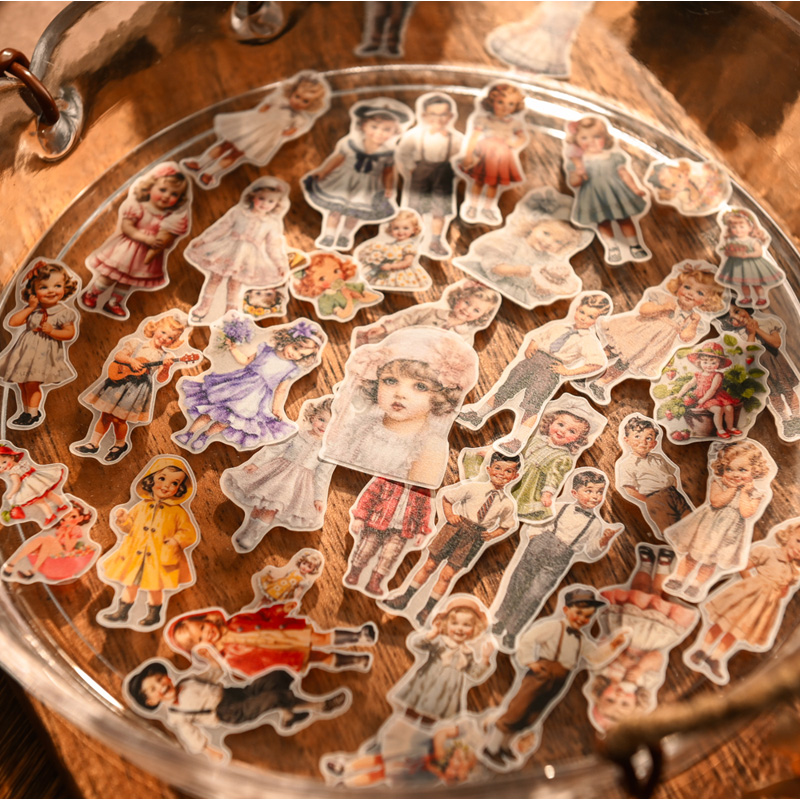 50pcs Vintage Kids Stickers Ju - Vintage Fashion Journal のレビューと価格