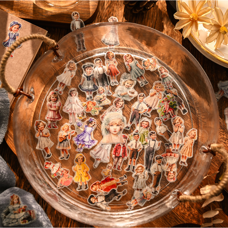 50pcs Vintage Kids Stickers Ju - Vintage Fashion Journal のレビューと価格