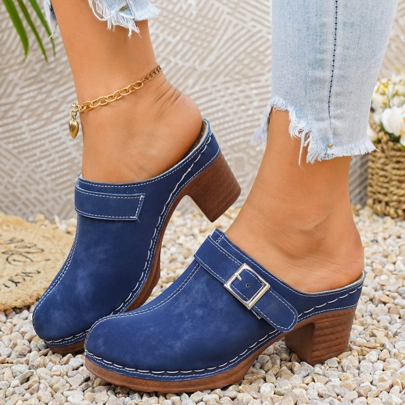 Women's Slip-On Mules Block He - Vintage Fashion Aesthetic のレビューと価格