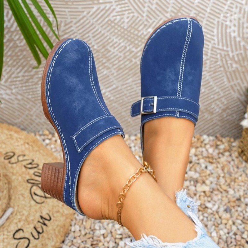 Women's Slip-On Mules Block He - Vintage Fashion Aesthetic のレビューと価格