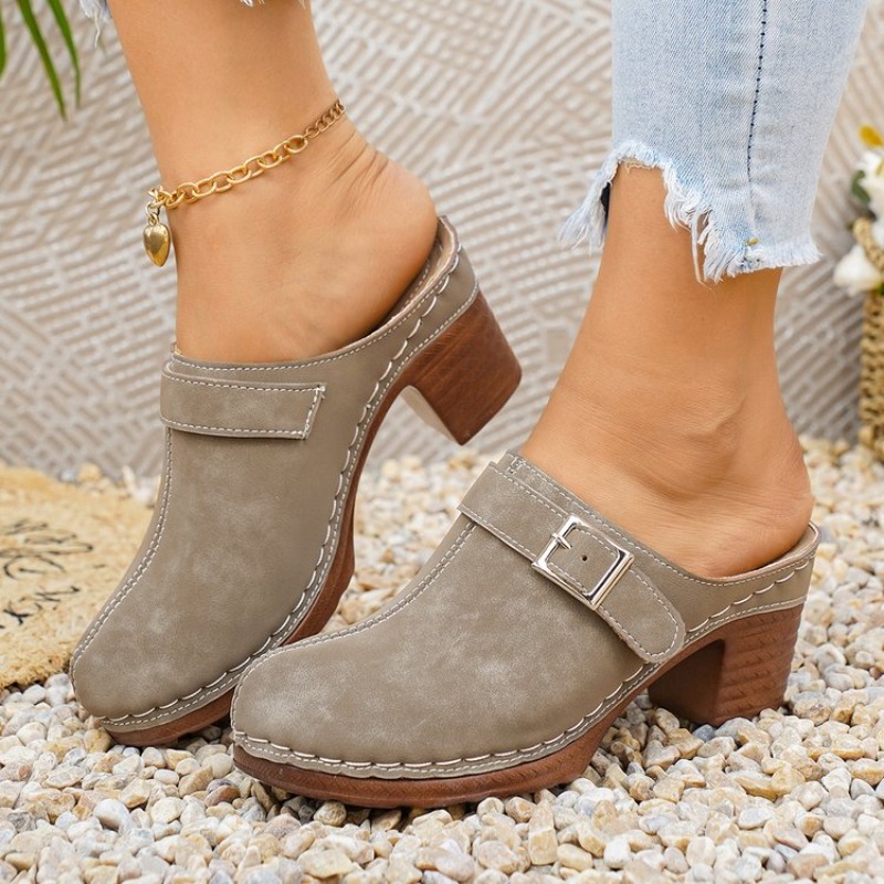 Women's Slip-On Mules Block He - Vintage Fashion Aesthetic のレビューと価格